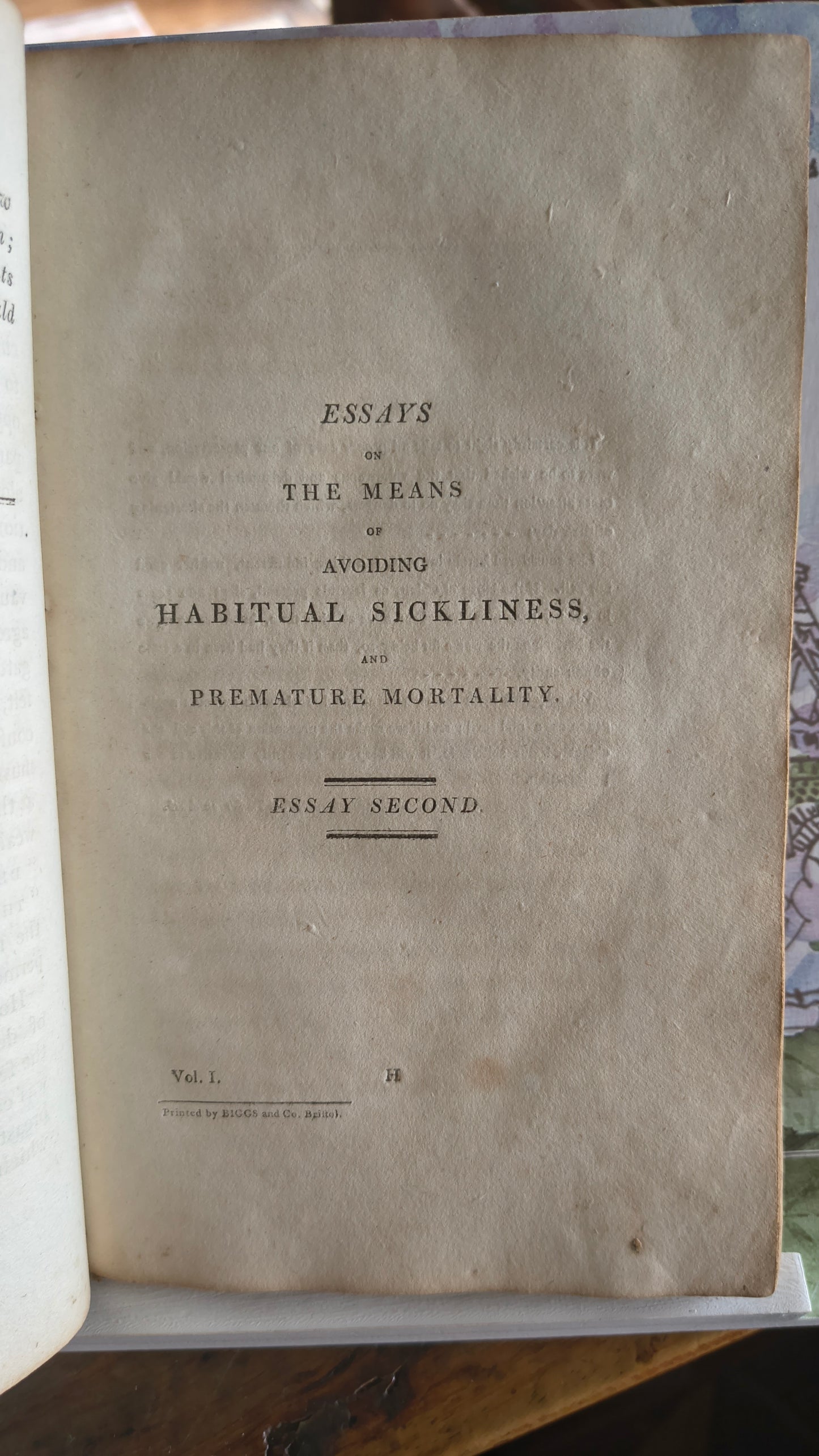 Hygeia or essays, moral and medical on the causes affecting the personal state. Thomas Beddoes MD, first edition published 1802.