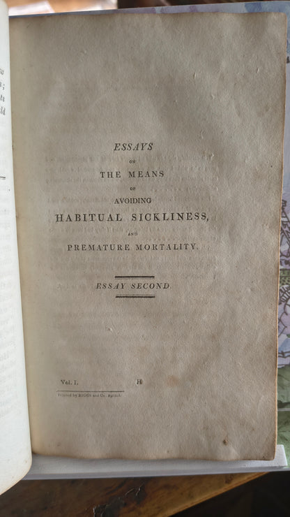 Hygeia or essays, moral and medical on the causes affecting the personal state. Thomas Beddoes MD, first edition published 1802.